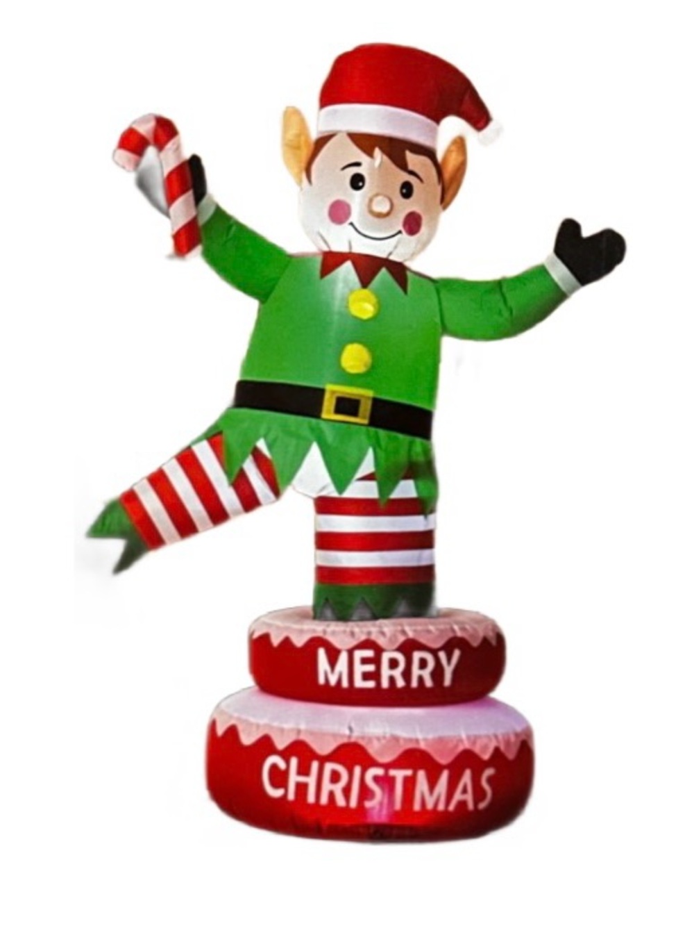 Glitzhome ~ Christmas Elf Inflatable W/Light-Emitting Diode Glow Decoration ~New